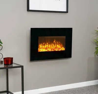 £137.45 • Buy Electric Fire Black Wall Mounted Led Electric Heater Flame Flicker Logs  Bnib