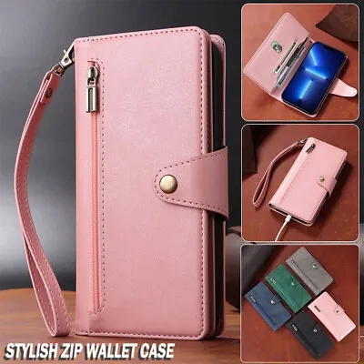 $14.99 • Buy For Samsung S22 S21 S20 FE Ultra S10 Plus Wallet Case Leather Flip Zipper Cover