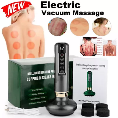 Electric Vacuum Cupping Massager Relax Body Back Guasha Scraping Therapy Machine • £18.95