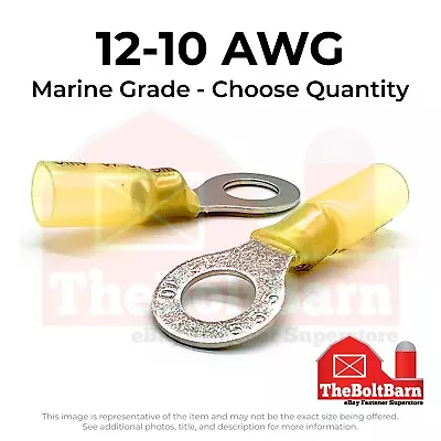 Yellow Heat Shrink Marine Grade 1/4  Ring Crimp Connectors Terminals AWG 12-10 • $88.95