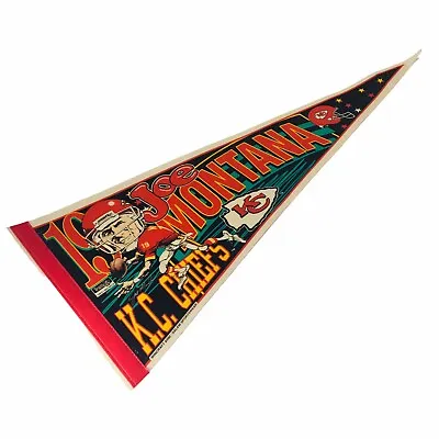 Vtg 90's Kansas City Chiefs KC Joe Montana 1993 Wincraft Banner Pennant Official • $90