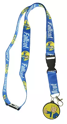 Fallout Reversible Breakaway Keychain Lanyard With ID Holder Vault Boy Rubber • $11.95