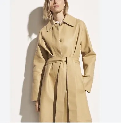 Vince Double-Face Leather Trench Coat Size XS Beige • $330