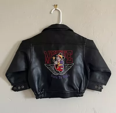 Rare Vintage Mickey For Kids Born To Ride Minnie Mouse Biker Jacket Size 3T • $46.99