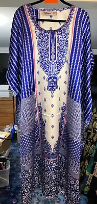 Nwot Mumu 2x 3x Blue White Ey By Sante Kaftan Caftan House Dress  With Defect A • $9.99