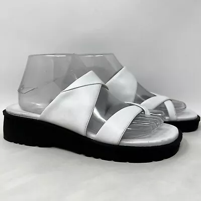 Karen Scott St. Thomas Leather White 3 Strap Slide Sandals Size 8.5 M • $35