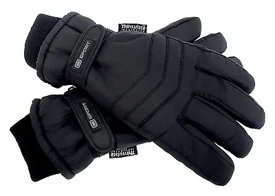 Mens Thinsulate Thermal Insulated Fleece Lined Waterproof Snow Winter Ski Gloves • £12.99