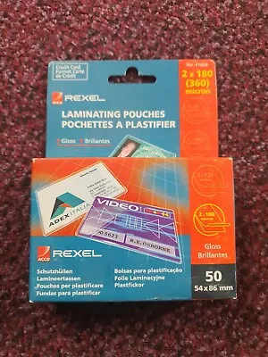 £19.99 • Buy Rexel Laminating Pouches 50's 54x86mm (Credit Card Size)