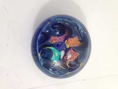 Beautiful Jim Karg Multi Color Glass Studio Paperweight Metallic Swirls • $59.95