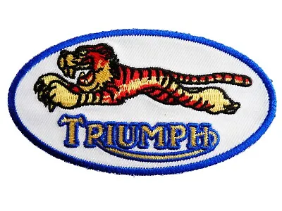 Triumph Tiger Motorcycles Racing Embroidered Iron On Sew On 4 Inch Biker Patch • $7.75