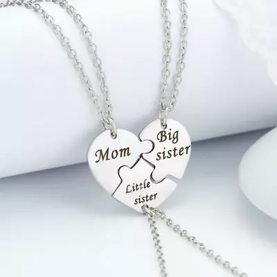 HOT 3PCS/Set Heart Puzzle Necklace Pandant Family Daughter Mother Jewelry Gift • $2.48