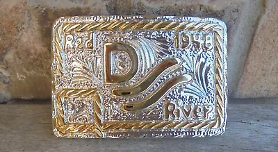 JOHN WAYNE  RED RIVER  Engraved  Belt Buckle-new 1948 2-Tone Gold On Silver • $59.88