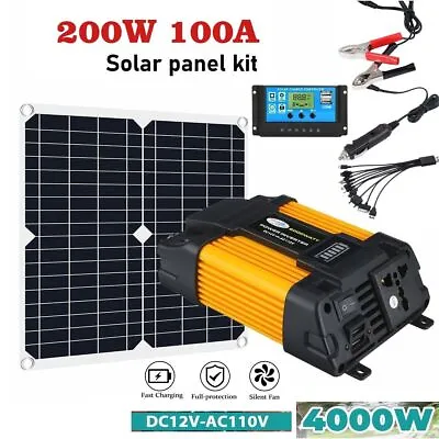 220V 4000W Complete Solar System Power Generator Solar Panel Kit 100A Home Grid • £40.34