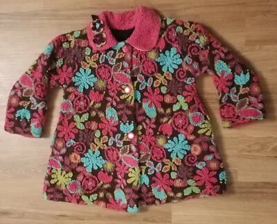 Girl's Youth Corky & Company Fleece Coat Size 7 Floral Pattern Acrylic/Wool • $24.95
