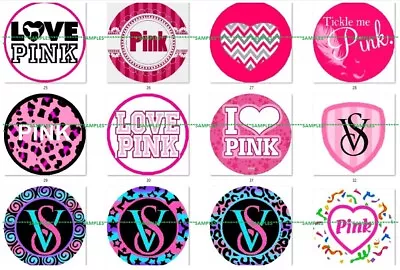 12- Kpop Mustache VS Love Pink Ribbon Playboy Flower Cake Toppers Bottle Cap Mix • $3.07