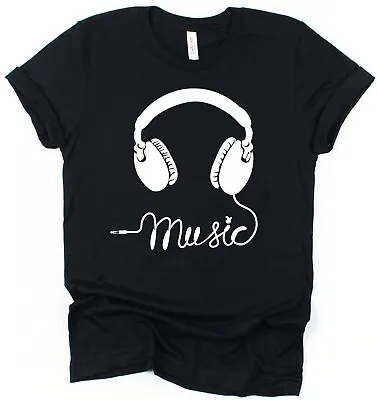 £10.99 • Buy Music T-Shirt Headphones Tee For Musician Music Lover Gift DJ Producer Singer