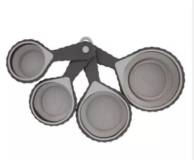 Silicone Collapsible Measuring Cups Gray Camping/Space Saver Set Of 4 NEW • $13.99