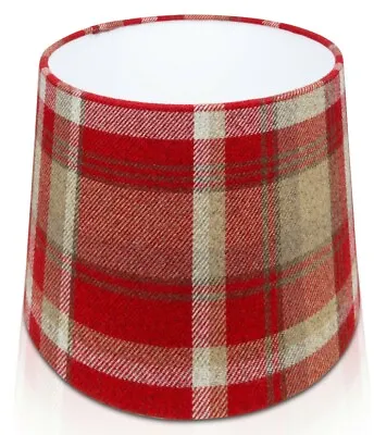 Red Skye Tartan Tweed Highland Country Check Empire Lampshade Pendan Drum Shade • £19.99