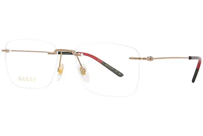 Gucci Men's Eyeglasses GG0399O 002 Gold Rimless Optical Frame 56mm • $239.95