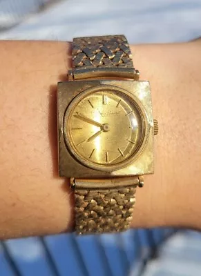 Vintage Mens 14k Yellow Gold Lucien Piccard  Watch & Textured LE Gold Band 191 • $3350