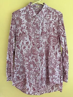 Matta NY Medium Top Designer Blouse Long Sleeve Floral Print NWOT Salmon Buttons • $150