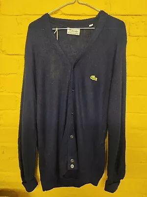 VTG Izod Lacoste Cardigan Sweater Size XL Navy Blue | 100% Orlon Acrylic  • £44.96
