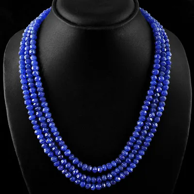 Awesome 377.15 Cts Earth Mined Enhanced Sapphire Faceted Beads Necklace (dg) • £28.86