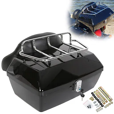 $87.50 • Buy 42L Trunk Luggage Tail Box Tour Pak Pack Backrest For Touring Cruiser Motorcycle