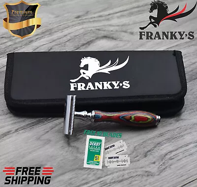 FRANKYS Safety Razor & 10 Double Edge Blades Classic Shaving Vintage Adjustable • $18.79