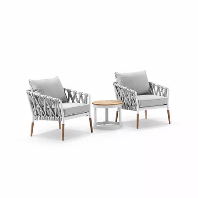 NEW Silas Outdoor Rope And Aluminium Patio Balcony Set With Side Table • $1899