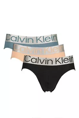 Calvin Klein Reconsidered Steel 3 Pack Hip Briefs Beige Black Blue Mens XXL 2XL • £29