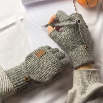 1 Pair Thickening Wool Gloves Winter Warm Without Fingers Mittens  For Men Women • $9