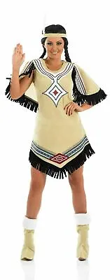 Women`s Native American Costume Ladies Indian Girl Scout Fancy Dress S - XXL • £30.99