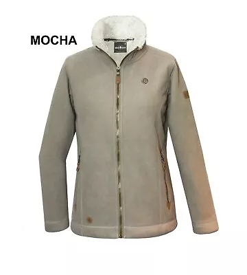 Lady's Bonded Soft Sherpa Fleece Warm Jacket Full Zip Fleecy Coat-MOCHA/VANILLE • $45.07