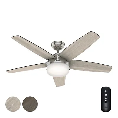 Hunter Fan 52 Inch Brushed Nickel Contemporary Ceiling Fan With Light And Remote • $72.56
