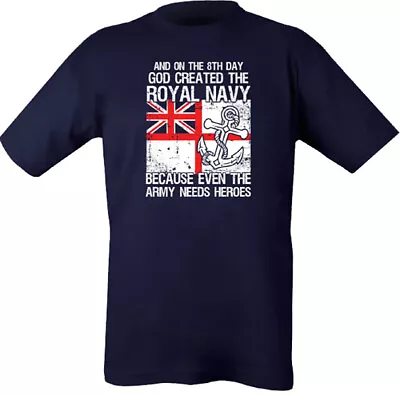 God Created Royal Navy Mens T-shirt British Naval Forces Marines Veteran Tee • £10.99