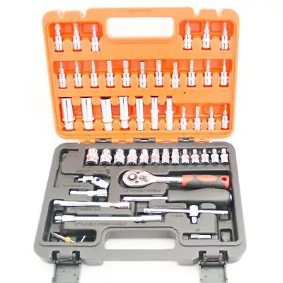 53PCS Deep Socket Wrench Set CRV 1/4  Drive Metric Flexiable Extension Bar 0610 • $29.99