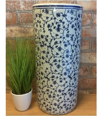 Small Blue Flowers And White Ceramic Umbrella/Walking Stick Stand MIN0814 • £39.95