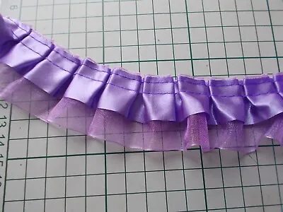 Satin Ribbon Over Pleat Gathered Organza With/without Sequins Lace-choose Colour • £2.60