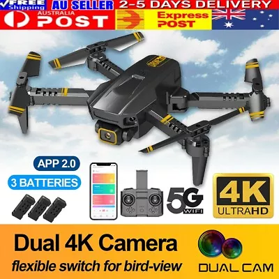 $44.79 • Buy 5G 4K Drone With HD Camera Drones WiFi FPV Selfie RC Quadcopter 3 Battery