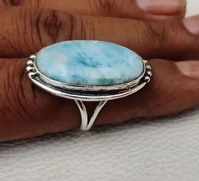 Larimar Gemstone 925 Sterling Silver Ring Mother's Day Jewelry All Size SE-1058 • $14.31