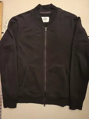 Reigning Champ Terry Varsity Bomber Jacket Men Large Black Canada Full Zip Sweat • $79.99