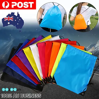 Waterproof Sport String Drawstring Bag Pack Sack School Gym Tote Casual Backpack • $5.46