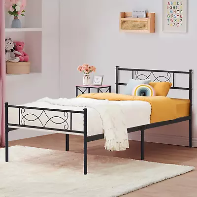 14  Twin Size Metal Platform Bed Frame With HeadboardPremium Steel Slat Support • $89.99