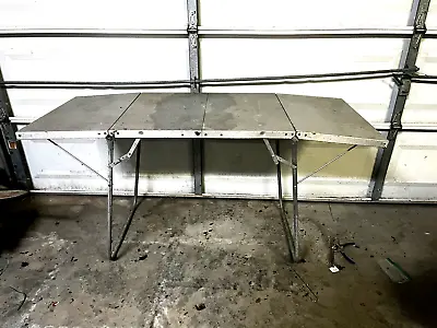 Vintage Metal Aluminum Travel Camper Camping Folding Table • $149.99