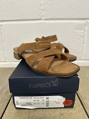 Caprice Sandals Shoes Heels Hazelnut Suede Size 7.5 • £22.50