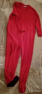 Sleepy Time PJS Footie Pajamas Fleece Footed Adult Women Large Pajama PJ Red • $15