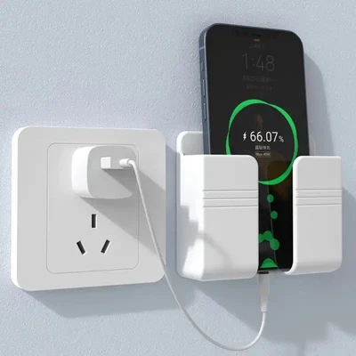 $9.99 • Buy Wall Mobile Phone Holder Plug Charging Stand Storage Box Bracket Punch Mounted