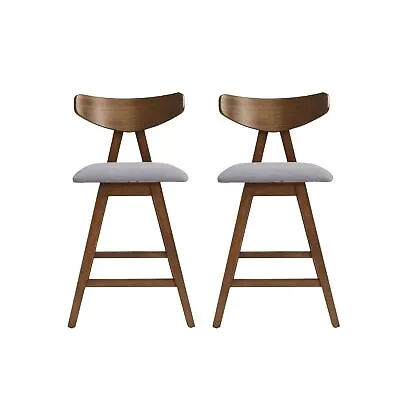 Sunapee Mid Century Modern Fabric Upholstered Wood 25 Inch Counter Stools (Set O • $162.77