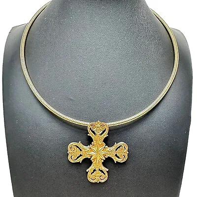 Vintage 1982 Metropolitan Museum Art Large Square Cross Pendant Necklace • $63.25